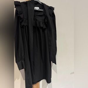 & Other Stories Black Ruffled Long-Sleeve Dress